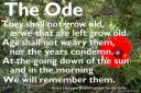 The Ode - poster (Thumbnail for Letter size). Shows the words of the Ode, rosemary and red poppy.